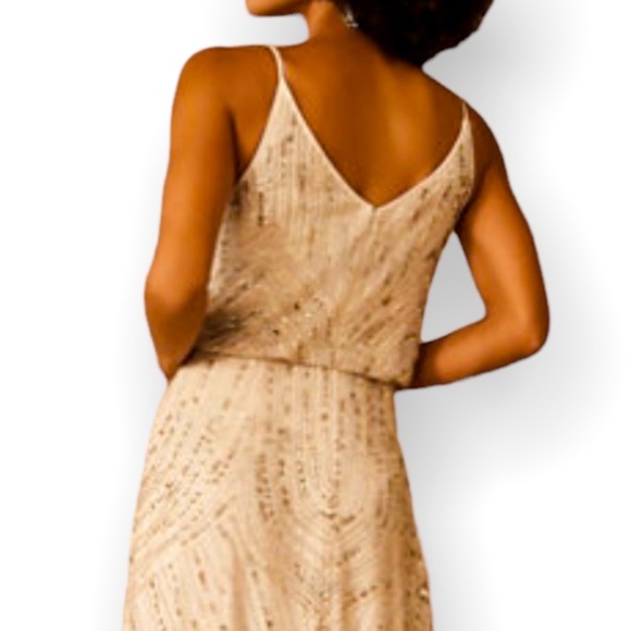 New BHLDN Fidelia 2, 4, 6, 8 Oyster Cream Allover Sequins Embellished Maxi Gown - Picture 4 of 13